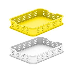 우림 미니상자 서랍용 바구니 책상 정리 수납 보관 노랑 흰색