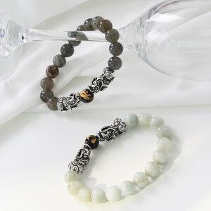 재물운상승 925실버 은비휴 문스톤/래브라도라이트 10mm 탄생석 원석 염주 팔찌