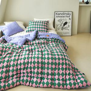 쁘리엘르 할리퀸 세미마이크로 차렵이불, SS, 핑크그린, 1개