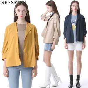 [하프클럽/쉬즈미스]경쾌한 린넨 블렌드 솔리드 오픈 재킷
