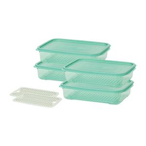 이지앤프리 튼튼이 웨이브킵 냉동실정리용기, 1700ml, 4p+채반2p, 1세트