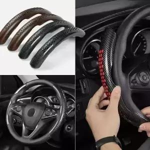 BMK 자동차 카본 마호가니 우드 핸들커버 커스텀 핸들 실리콘 논슬립커버