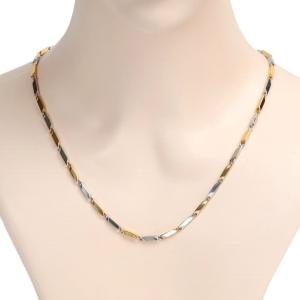 체인목걸이 남자체인목걸이 써지컬스틸 대나무 골드+실버 콤비 목걸이