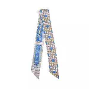 [중고명품] 블루 콜리어스 실크 트윌리 스카프