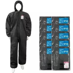 10벌-SB 일회용작업복 원피스_회색 방진복 부직포 보호복 방역복 위생복 일체형 농장 분진 가운