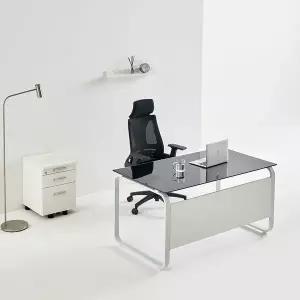 [티에스퍼니처] 데임 A형 강화유리 사무용책상 1400x600