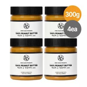 야스티 아르헨티나산 하이올레익 땅콩 100% 국내제조 순 땅콩버터 크리미 300g X 4개 무첨가 100% 피넛버터 잼