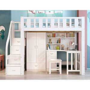 이층 벙커침대 화이트 원목 형제 자매 아이방 꾸미기 100x200cm