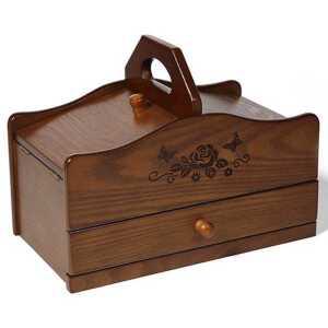 원목 바느질 케이스 반짇고리 함 빈티지 십자수 상자