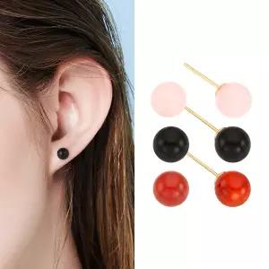 [골드피아] 14K 로즈쿼츠/베이직원석 귀걸이