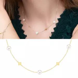 [골드피아] 14K 골드 클로버 진주 목걸이