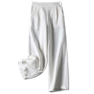 흰 고무줄 여자 정장 화이트 여성 마 배기 여름 와이드 밴딩 통바지 린넨 팬츠 바지 슬랙스