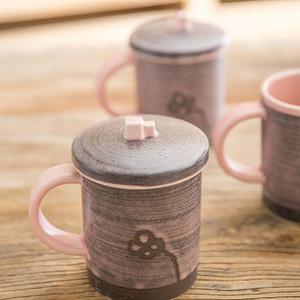 도자기 컵 머그잔 봄꽃 머그 도자기 물잔 9x10.5cm 400ml 블루 핑크