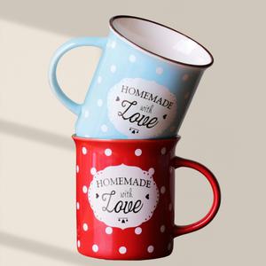 카페 머그잔 도자기머그잔 귀여운 도트 컵