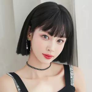 시크 칼단발 통가발 내추럴블랙 여자인모가발 여성단발가발