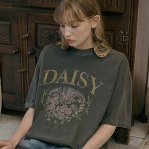 데이지 피그먼트 반팔티 스모크블랙