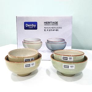 덴비 헤리티지 밥국 공기 4P 세트 / 베란다 오차드 공기대접세트 2인 덴비 밥공기