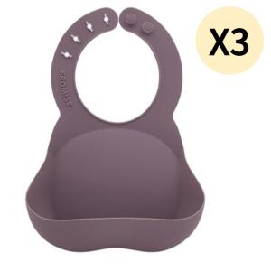 프로미스 유아 아기 이유식 턱받이 벨벳모브 X3개