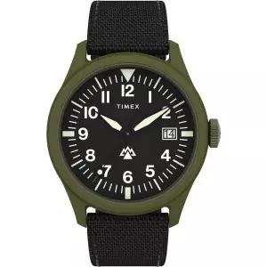 Timex 타이맥스 남성용 익스페디션 노스 트라프록 43mm 시계 블랙/그린. 모던.