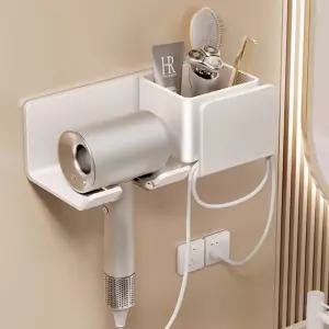 다용도 무타공 접착 수납형 헤어 드라이기 거치대/정리/걸이/부착/고정/인테리어/욕실/화장실