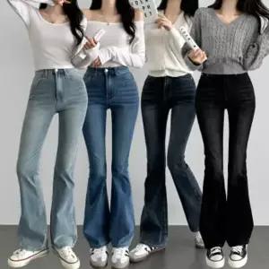 [하프클럽/]골반뽕 키작녀 부츠컷 여자 청바지 데님팬츠 하이웨스트 연청바