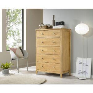 데코라인 밀라체 마틴 고무나무 5단 서랍장 900