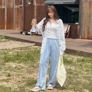 [제작/빅사이즈]이블렛 리뮤렌 리오셀 쿨 데님 와이드 밴딩 팬츠 제이스타일