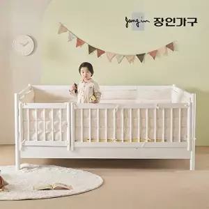 [장인가구]뉴피터 SE0 어린이 원목 저상형 데이베드 올가드형 침대 SS +순면메모리폼 범퍼포함