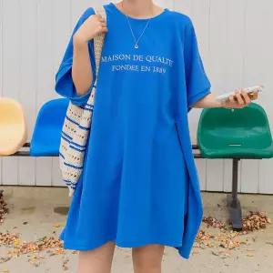 레터링 오버핏 박스 반팔 롱 티셔츠 스판 라운드넥 여성 빅사이즈