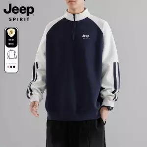 JEEP SPIRIT 남자 반집업 맨투맨 봄 가을 캐주얼 배색 카라 티셔츠