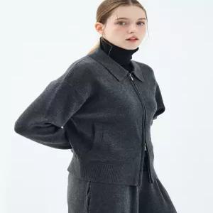 [유닛]플랩 카라 집업 자스민 가디건 (UFKKCA353N-DGREY)