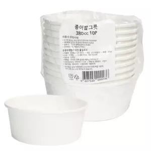 아이존 종이그릇 380cc X 10개입/종이/용기/그릇/일회용/큰종이컵/도시락/국그릇/밥그릇/1회용/탕용기/식기