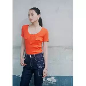 [에고이스트](센텀시티점)[CAPSULE LINE] 포켓 포인트 U넥 반소매 슬림 티셔츠 (ER2CH462)