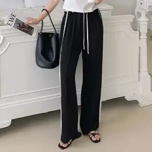 [릴룸]쿨소재 사이드 레이스 배색 포인트 와이드 슬랙스