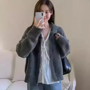 [코코블랑] 해시 하이넥 투웨이 니트집업