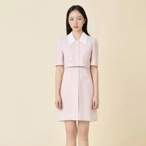 [롯데백화점]라인에디션 배색카라 트위드 미니 원피스 (NVOPPF97)