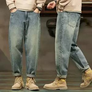 남자 봄 가을 청바지 테이퍼드핏 작업복 빈티지 데님 팬츠 봄 롤업