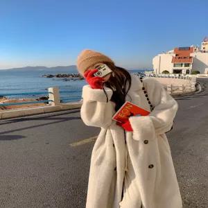 여성 겨울 롱코트 다양한색상 두꺼운 하이넥 일체형 털코트 따뜻한 코트