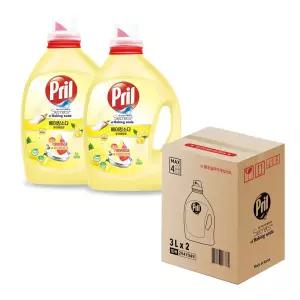 프릴 베이킹소다 주방세제 3L x 2 레몬향 식기 세정 설거지 고농축 산뜻한 친환경 과일 계면활성제 무첨가
