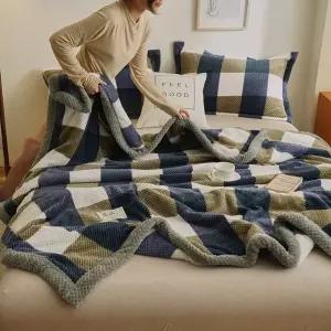 [토마]보송보송 체크 담요 싱글/극세사 이불 블랭킷 패딩 밍크담요 러그 두꺼운 담요 캠핑(CN243)
