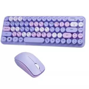 퍼플 무선 저소음 예쁜 키보드 마우스세트 레트로 무소음 멤브레인 게이밍 자판 컴퓨터 노트북 PC