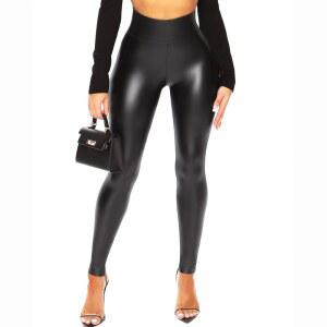가죽 레깅스 여성 PU 블랙 연필 바지 높은 허리 섹시 스키니 얇은 스트레치
