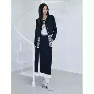 [에고이스트](광주신세계)밑단 배색 포인트 H라인 롱 스커트 (ER1WS260)