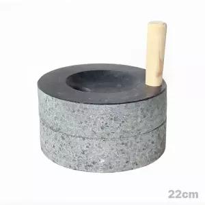 [더담고] 국산 오석 22cm 맷돌 ( 복맷돌 주방 절구 가정용 커피맷돌 명절 전통체험 외국인선물 )