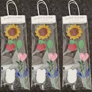 투명 꽃다발 포장지 10개세트 봉투 비닐 쇼핑백 한송이 꽃포장 선물용 OPP 캐리어 재료 핸들형 방수 케이스