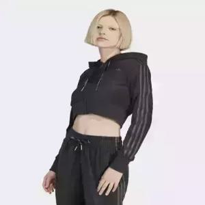 아디다스 adidas 크롭 풀집 후드 티 - 블랙 JN3006