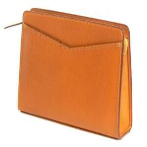 [아와지 가방 공방] 세컨드 백 가죽 맨즈 일본제 빅 파우치 형 가죽 (캬멜) 자립 대형 소가죽