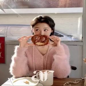 (털빠짐X/포근여리핏/타이가디건SET) 이프유 헤어리 솔잎퍼 타이 세트 가디건 cd3578