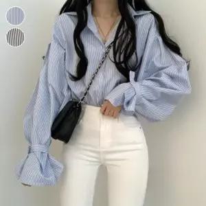 /옷자락 여자 봄 여름 루즈핏 벌룬 블라우스