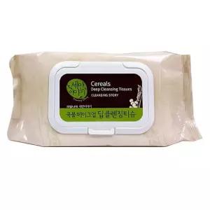 곡물 클렌징 티슈 100매/세안/클린/휴대용/화장지우기/여행용/티슈클렌저/캠핑/캡형/리무버티슈/세안티슈